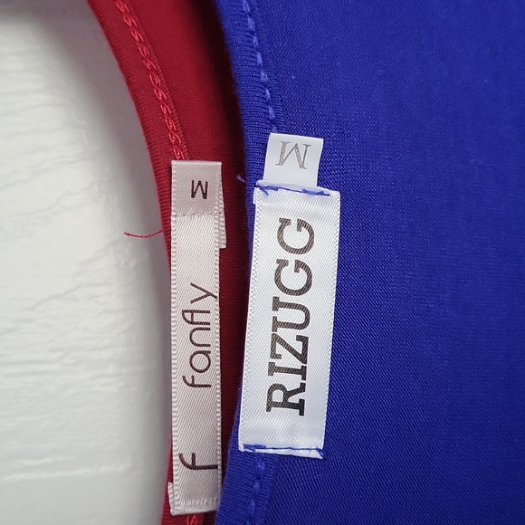 Lot of 2 Babydoll Short Sleeve Tshirt Dresses M Medium Blue Maroon Pockets - Picture 2 of 7